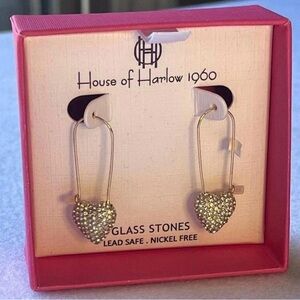 House of Harlow 1960 Glittering Gold Heart Earrings